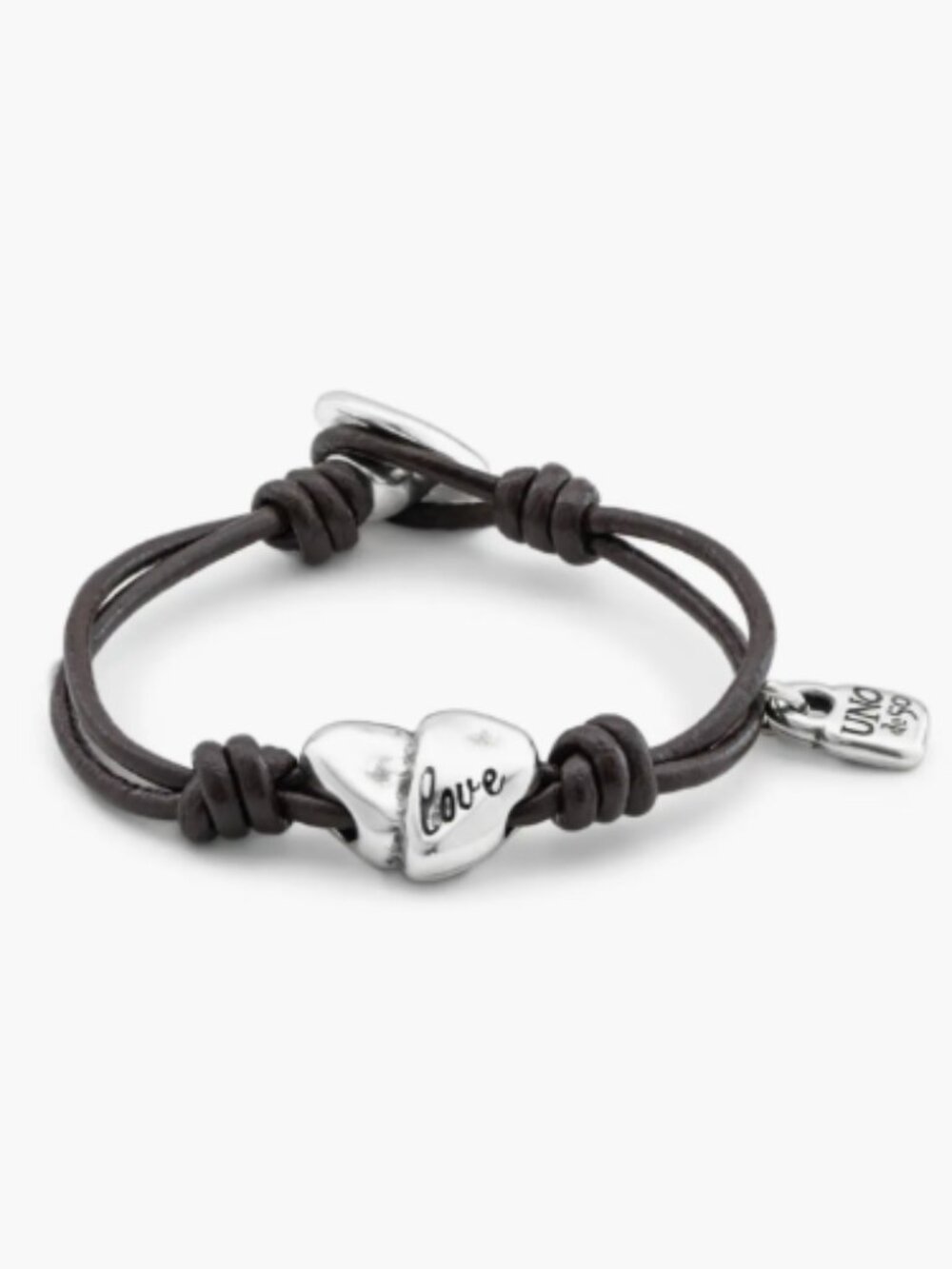 UNO de 50 - CUPID - Heart Leather Bracelet - Black & Silver